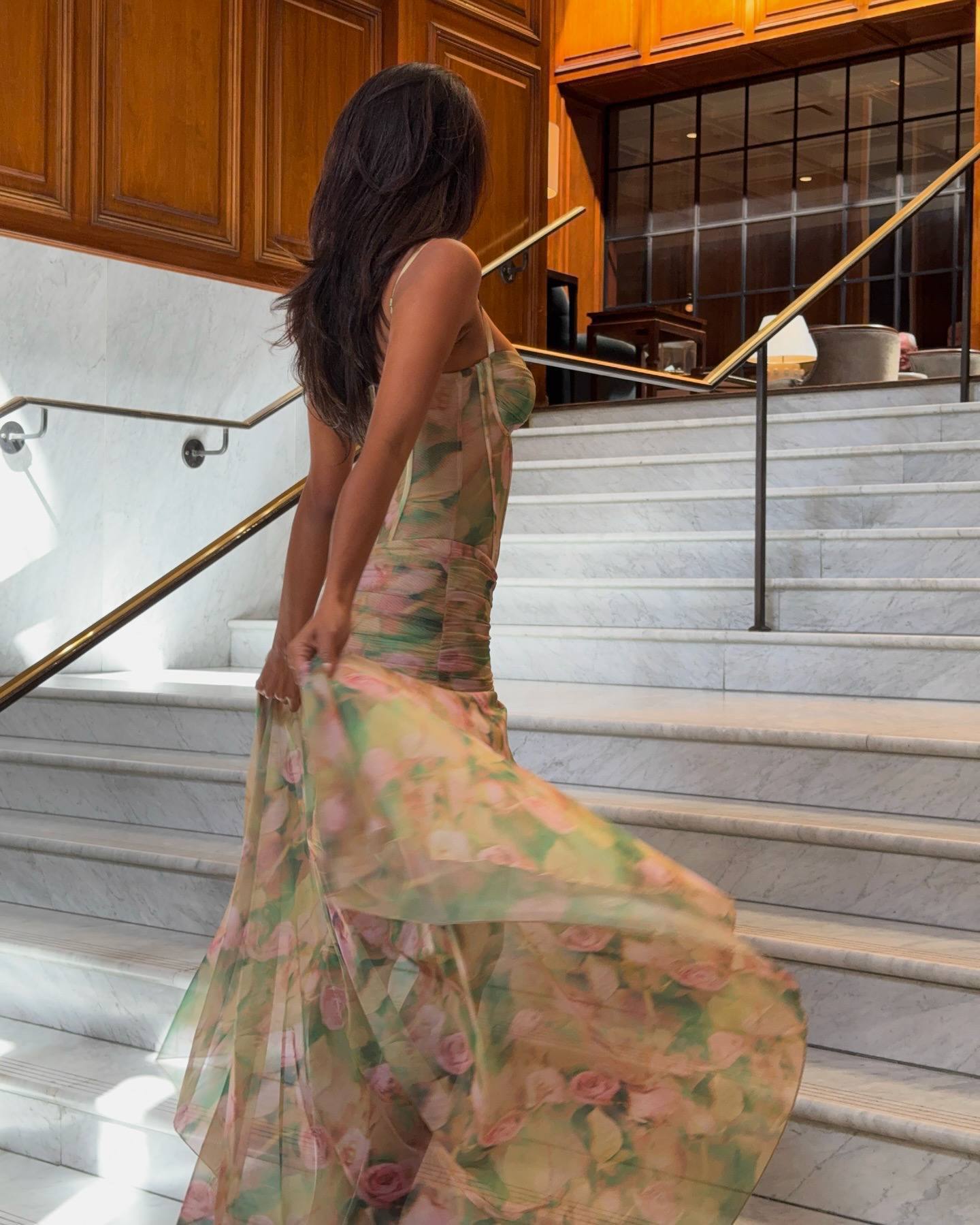 Colorful Corset Slit Maxi Dress