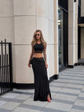 Black Lace Trim Maxi Set