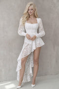 White Asymmetrical Lace Mini Dress – Laryss Sharm