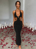 Black Halter Cut-Out Maxi Dress