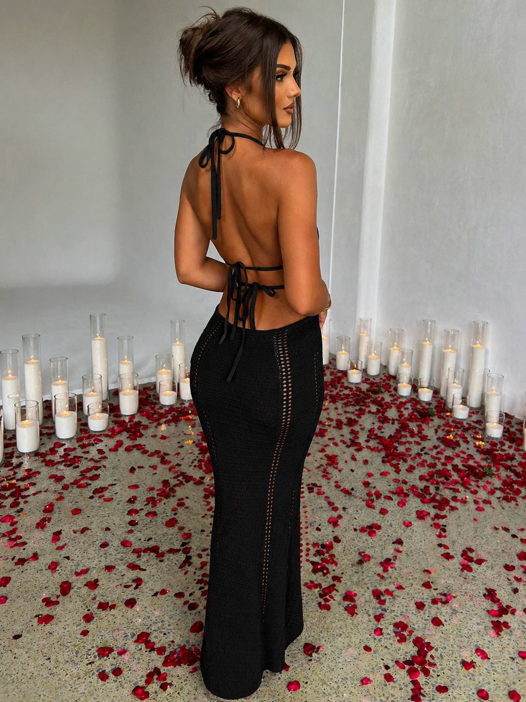 Black Halter Cut-Out Maxi Dress