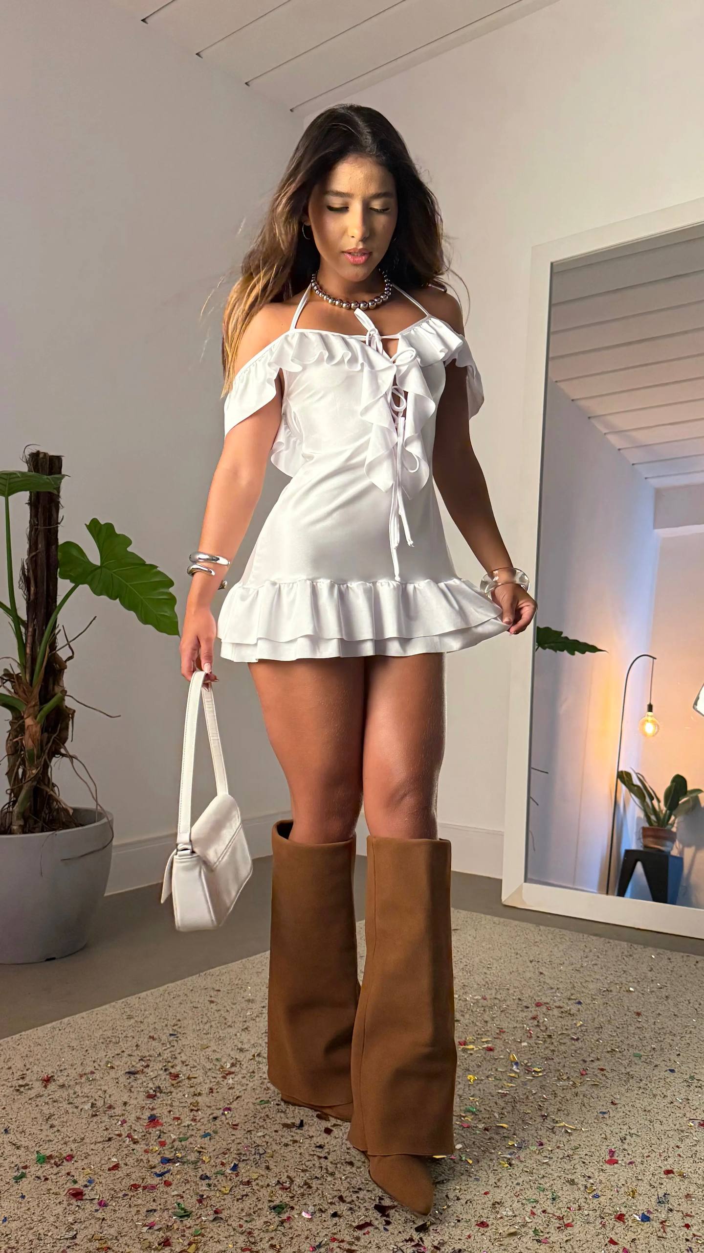 Ruffle Off-Shoulder Mini Dress